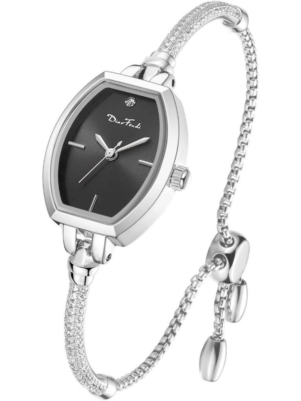 Women's Silver Analog Quartz Diamond Waterproof Elegance Petite Bracelet Watch